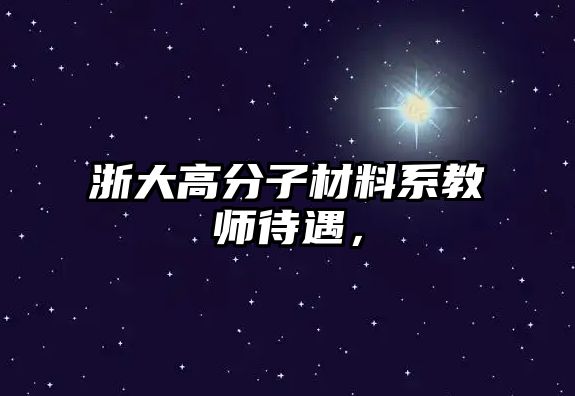 浙大高分子材料系教師待遇，