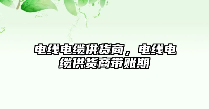 電線電纜供貨商，電線電纜供貨商帶賬期