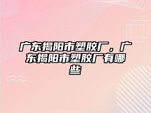 廣東揭陽市塑膠廠，廣東揭陽市塑膠廠有哪些