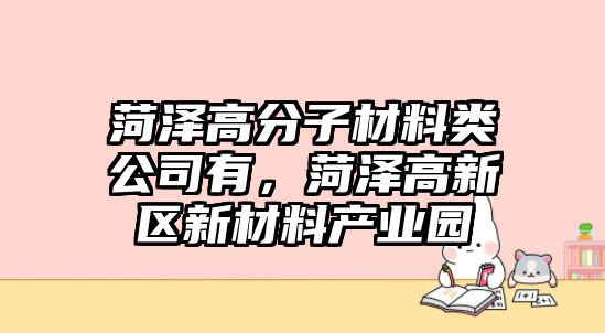 菏澤高分子材料類公司有，菏澤高新區新材料產業園