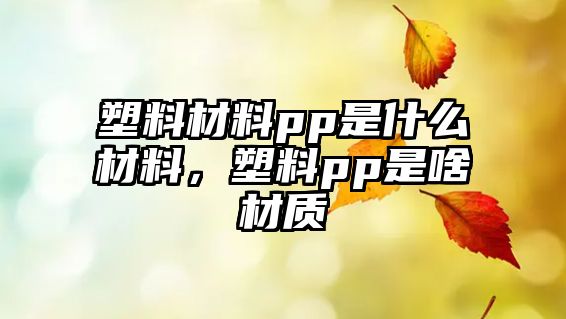 塑料材料pp是什么材料，塑料pp是啥材質