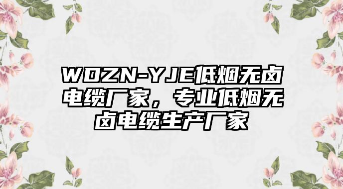 WDZN-YJE低煙無鹵電纜廠家，專業(yè)低煙無鹵電纜生產(chǎn)廠家